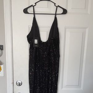 Fashion Nova Black Sequin Jumpsuit